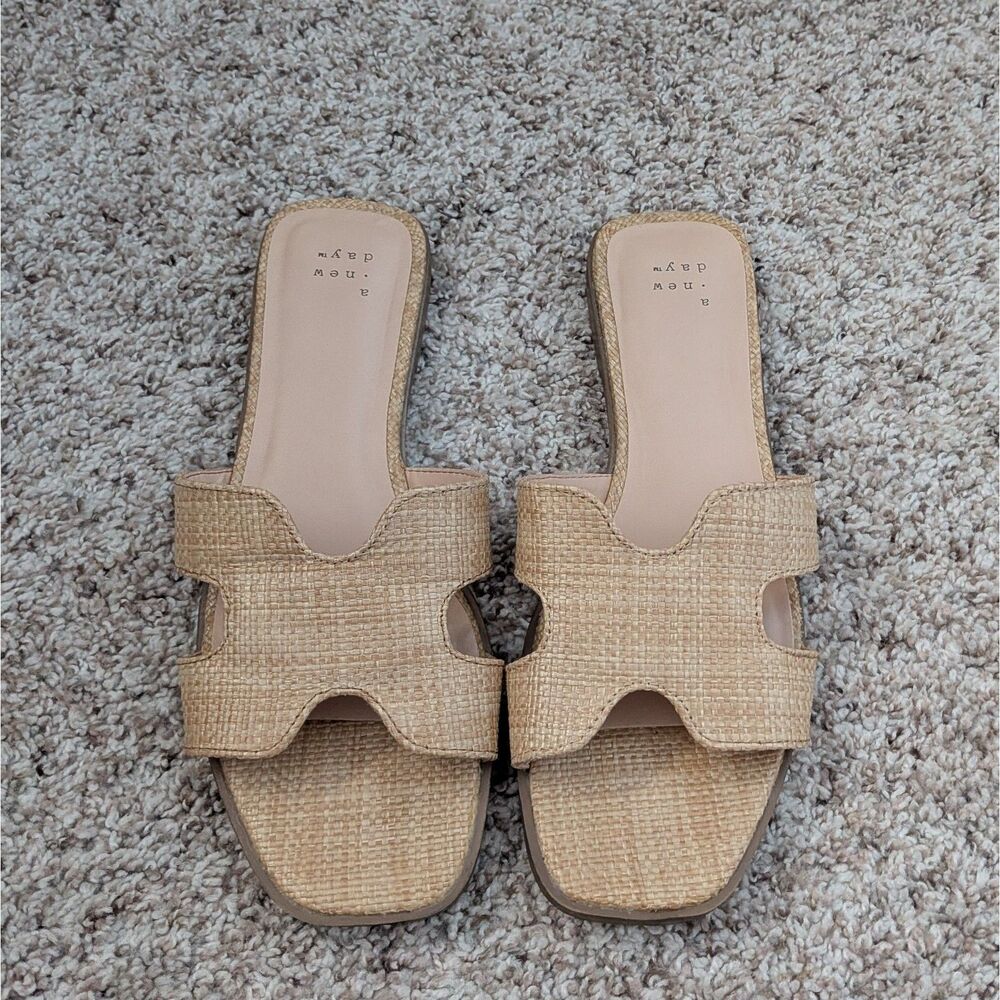 A New Day Nina Raffia Slide Sandals Size 7.5